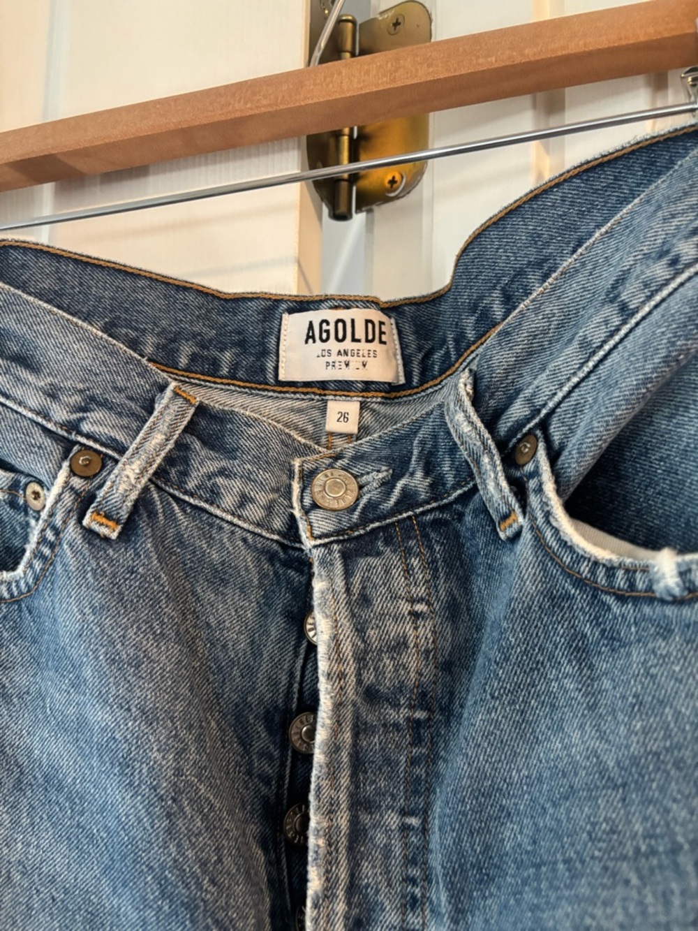 Agolde Riley High Rise Straight Crop Jeans — Frequency Blue Wash - Picture 3 of 4